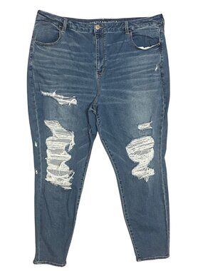 American Eagle High Rise Curvy Jeans Women's Sz 24 Distressed Ripped Medium Wash
